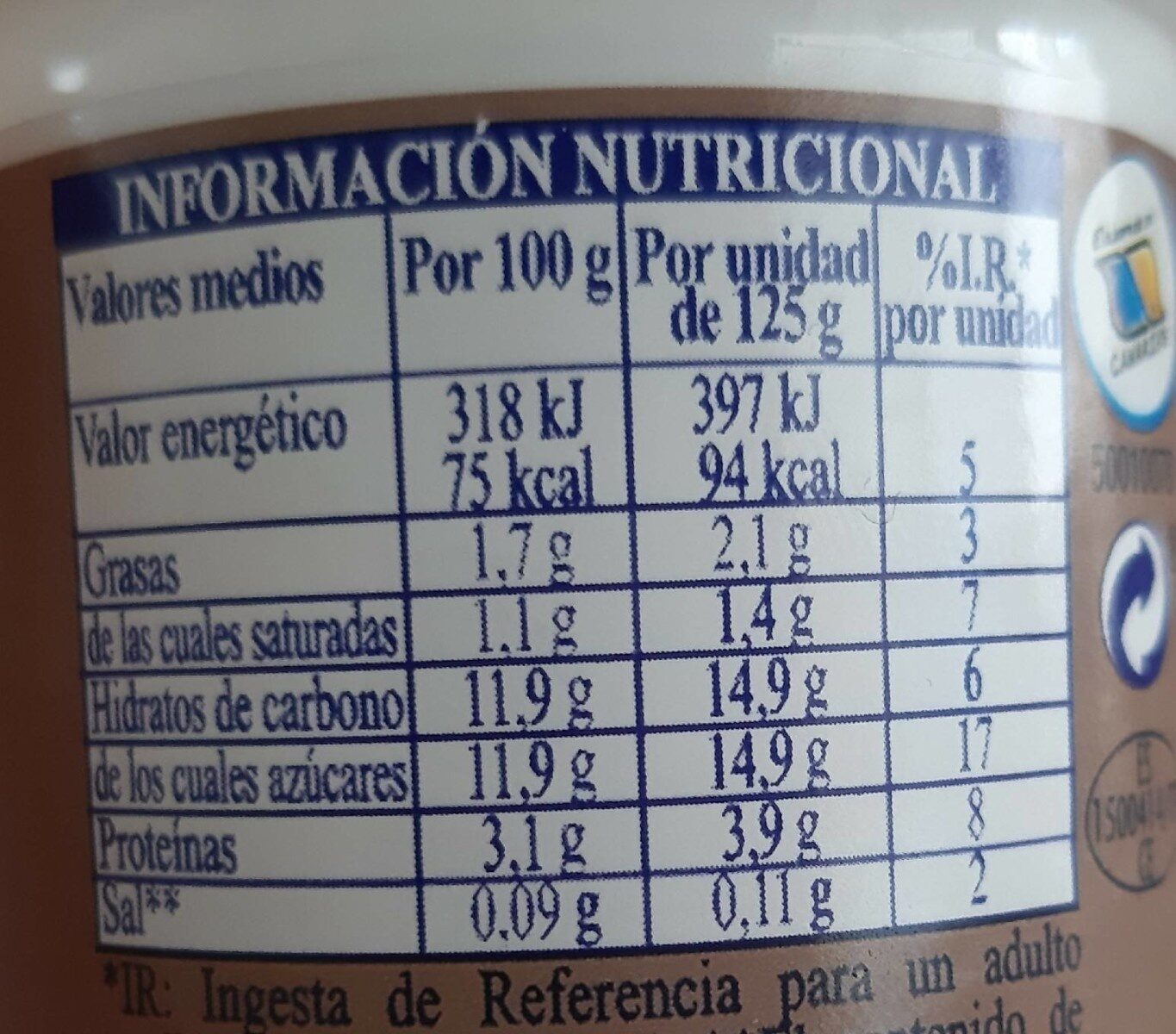 Yogur sabor coco - Nutrition facts - es