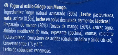 Griego Mango - Ingredienser - es