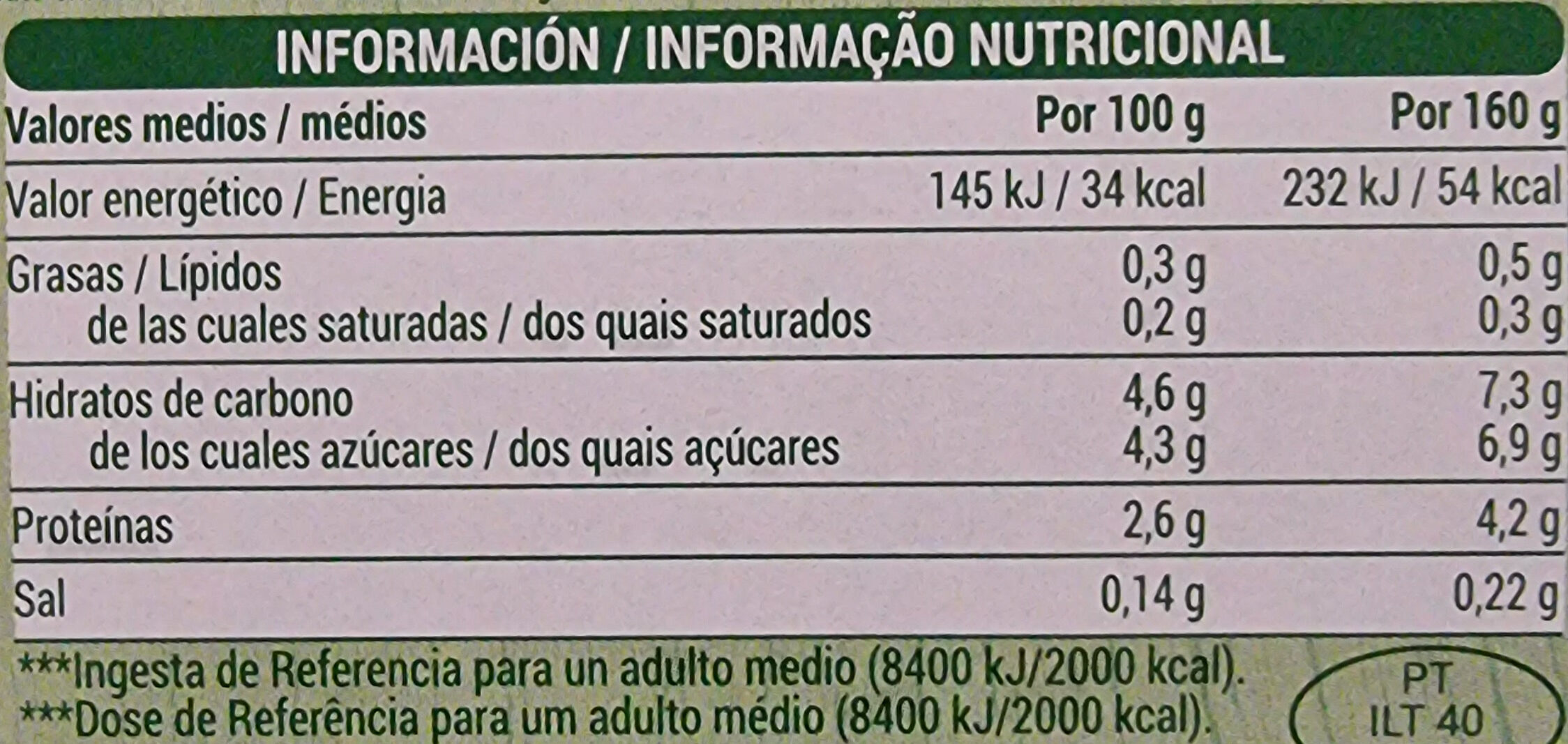 Bifidus com Kiwi - Frambuesa - Nutrition facts - es