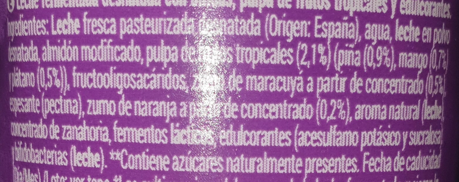Bífidus 0% Cremoso Tropical - Ingredients - es