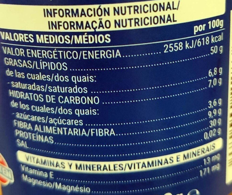 100% Cacahuetes Crunchy - Información nutricional