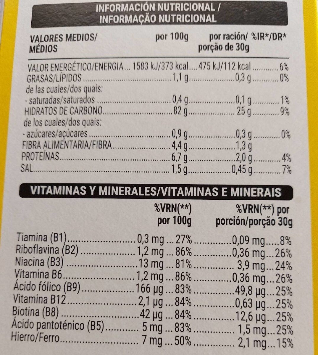 Corn Flakes 0%azúcares añadidos - Wartości odżywcze - es
