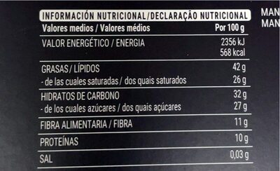 Chocolate negro 72% - Informació nutricional - es
