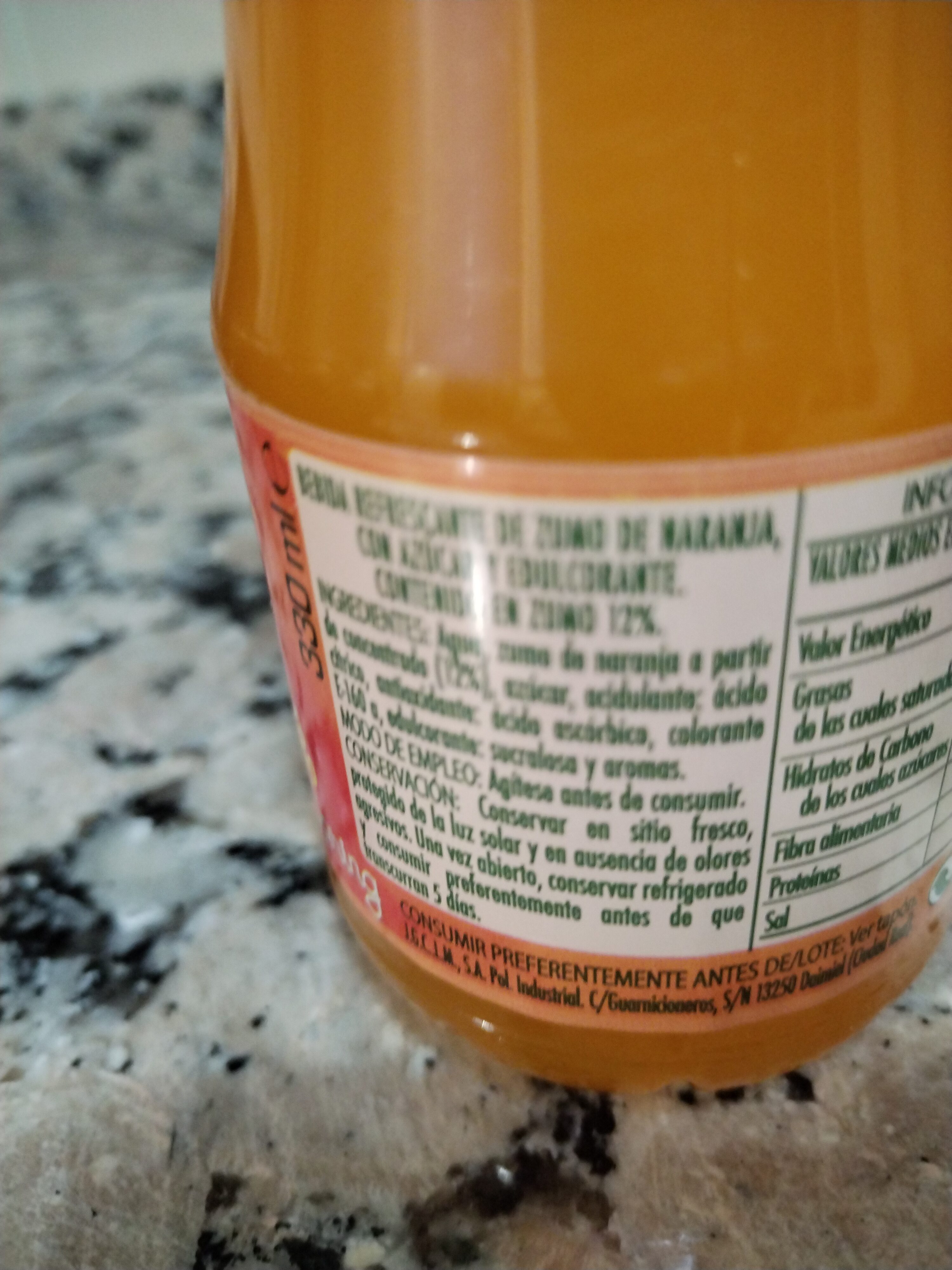 Resfresco sin gas naranja - Ingredients - es