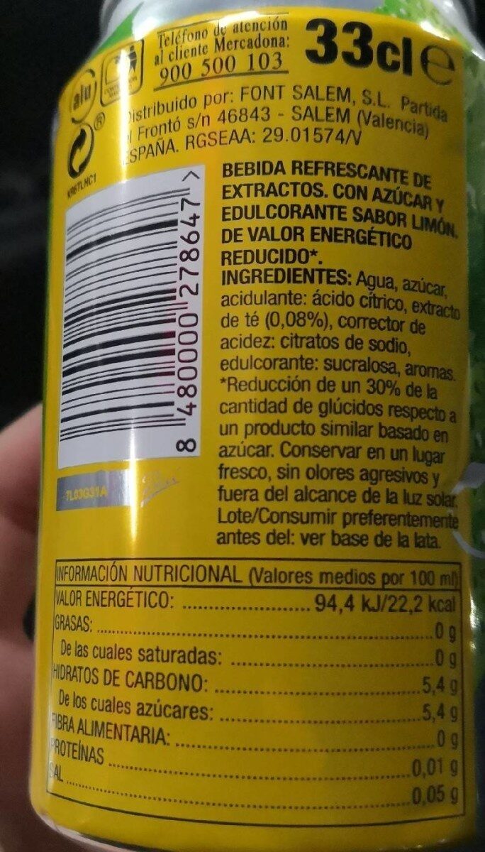 Te sabor limon - Informació nutricional - es