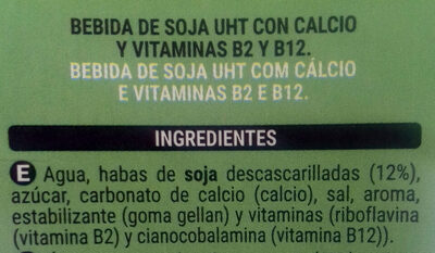 Bebida de soja con calcio - Ingredienser - es