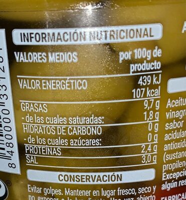 Aceitunas sin hueso aliñadas - Nutrition facts - es