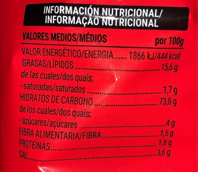 Varitas sabor ketchup - Información nutricional