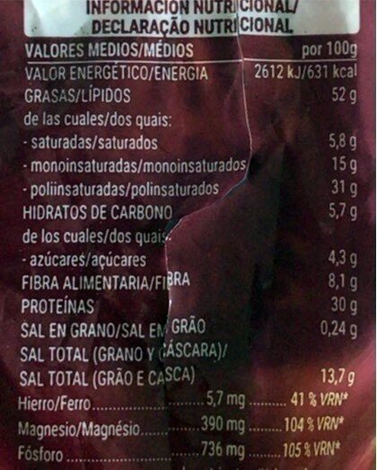 Pipas GIGANTES CON SAL - Información nutricional