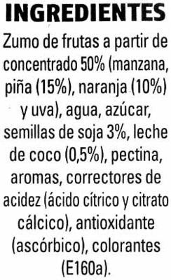 Piña coco soja - Ingredientes