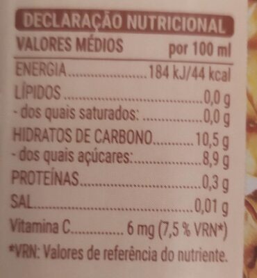 Zumo piña - Información nutricional