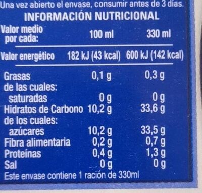Zumo de piña seleccion - Información nutricional