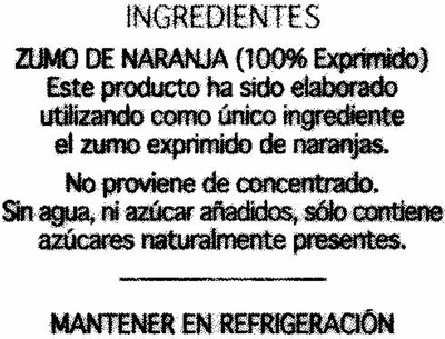 Zumo De Naranja - Ingredientes