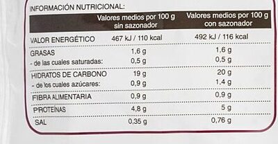 Arroz tres delicias - Información nutricional
