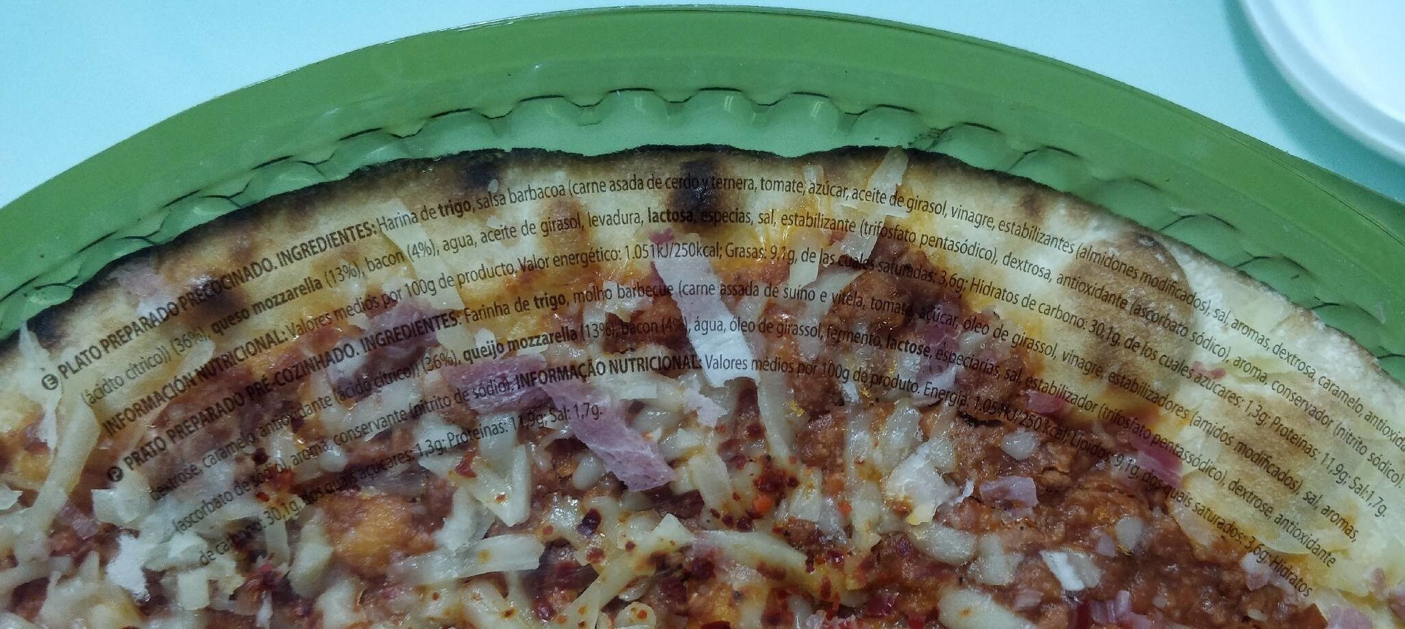 Pizza barbacoa - Información nutricional