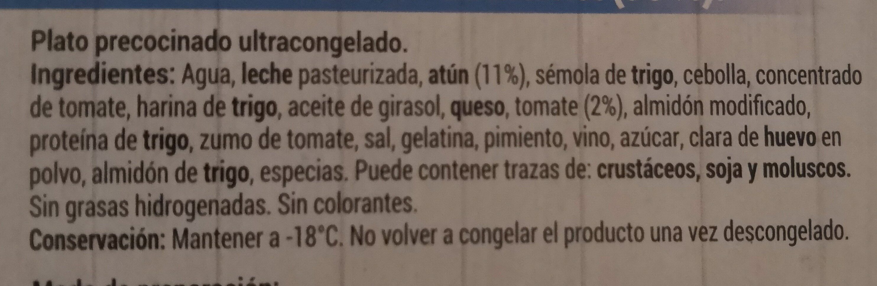 Cannelloni atún - Osagaiak - es
