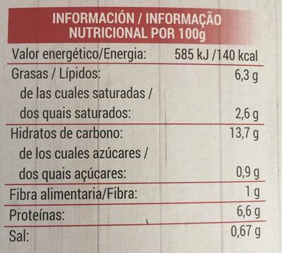 Lasaña Boloñesa - Información nutricional