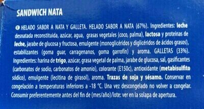 Sandwich nata - Ingredients - es