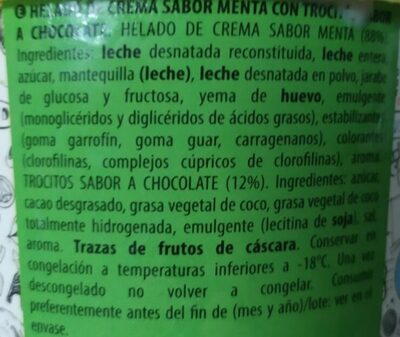 Menta choco trozos - Ingredients - es