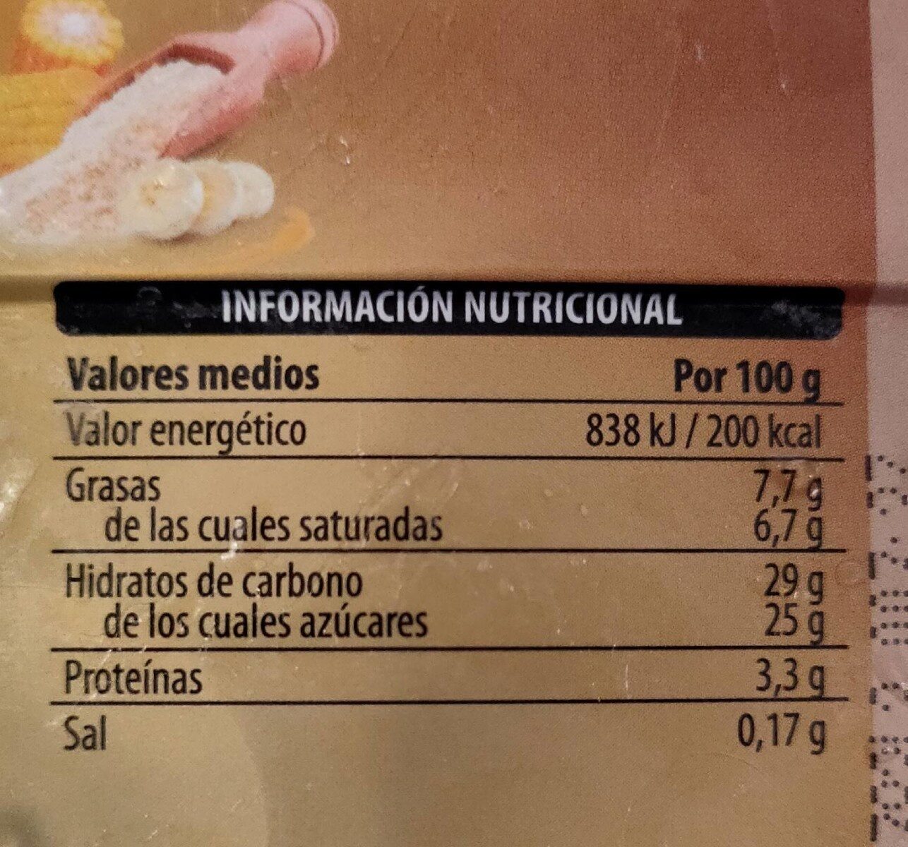 Helado con Gofio - Información nutricional