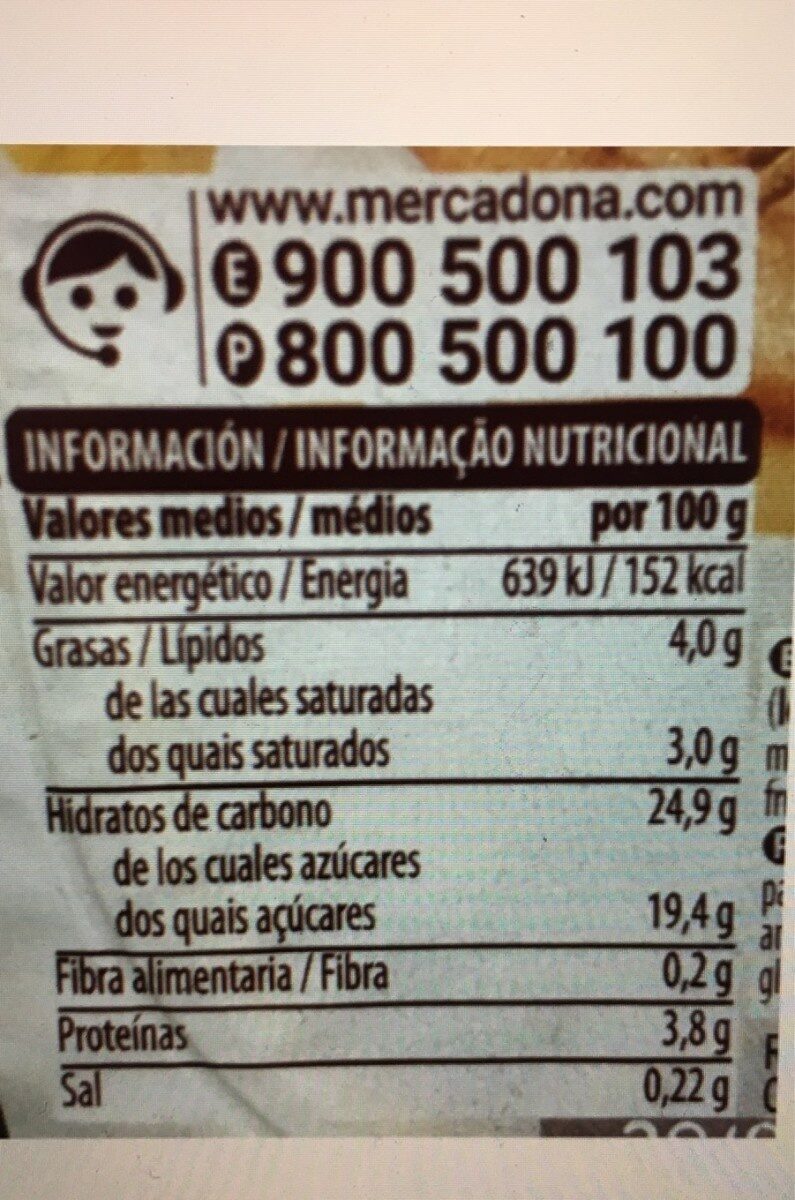 Natillas galleta - Información nutricional