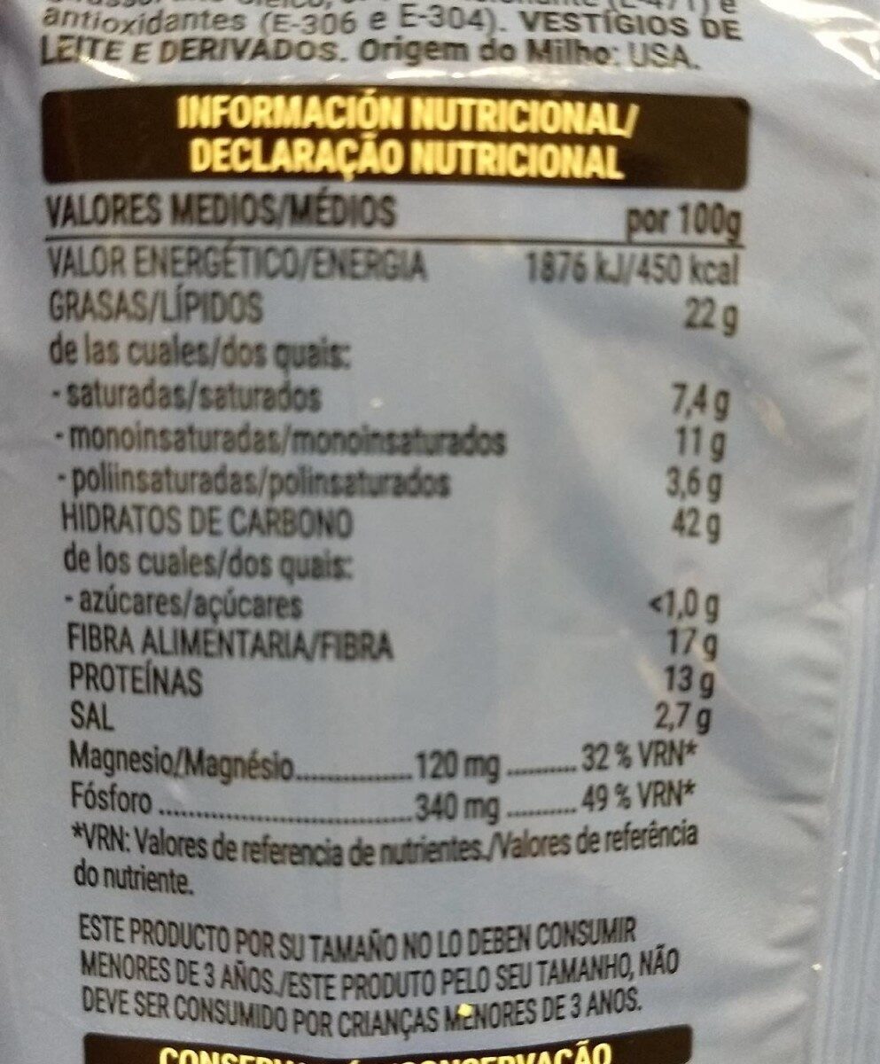 Palomitas microondas - Información nutricional