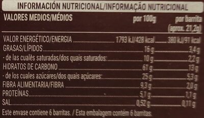 Barritas de chocolate blanco - Informació nutricional - es