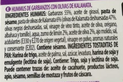 Hummus con olivas de kalamata - Ingredientes