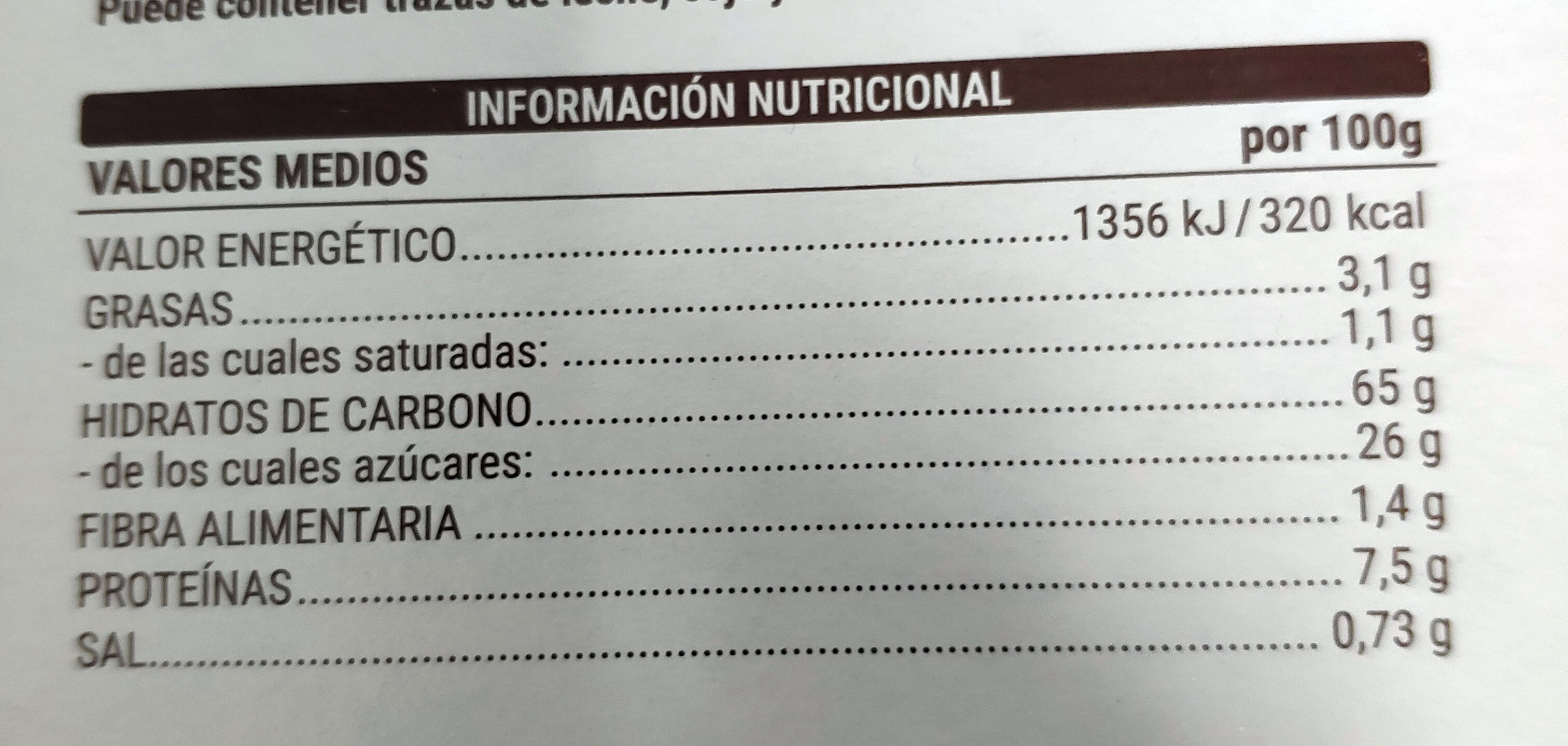 Base de tarta - Informació nutricional - es