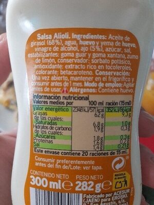 Salsa alioli - Ingredients - es
