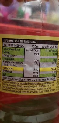 Refresco de té sabor limón - Informació nutricional - es