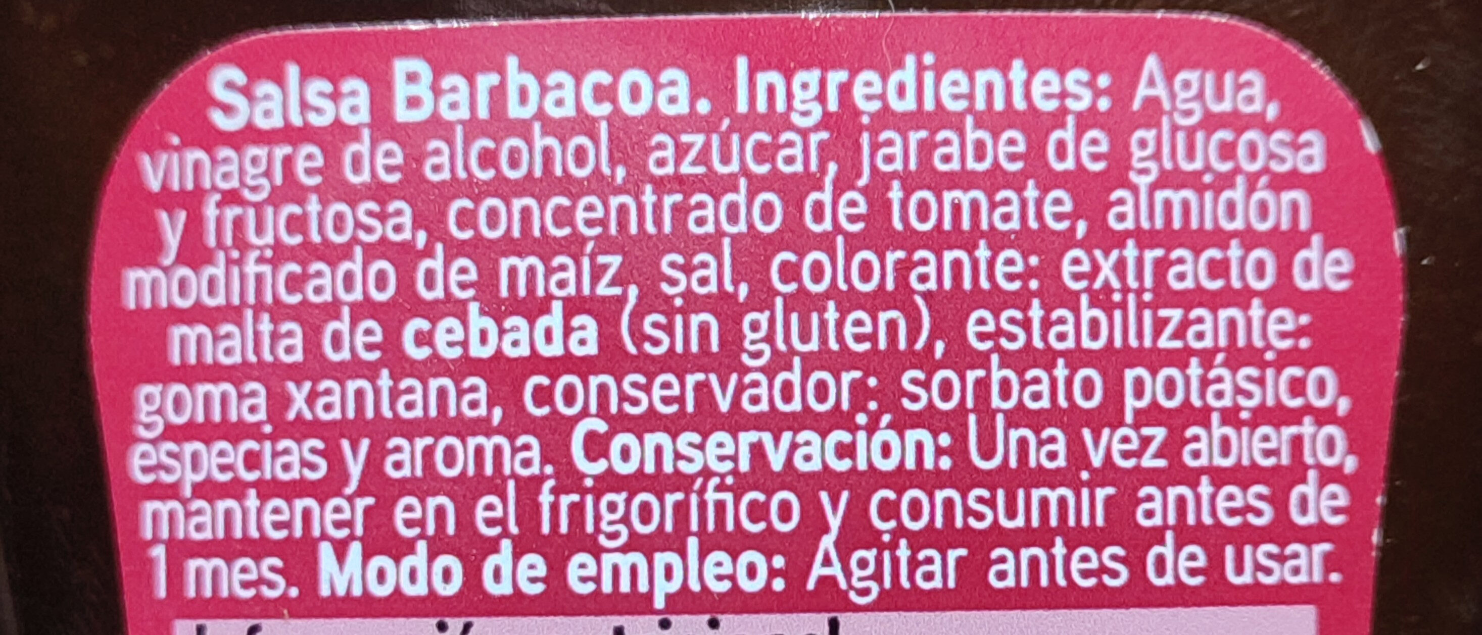 Salsa Barbacoa - Ingredients - es