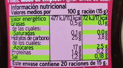 Salsa Barbacoa - Nutrition facts - es