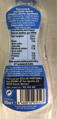 Edulcorante líquido - Tableau nutritionnel - es