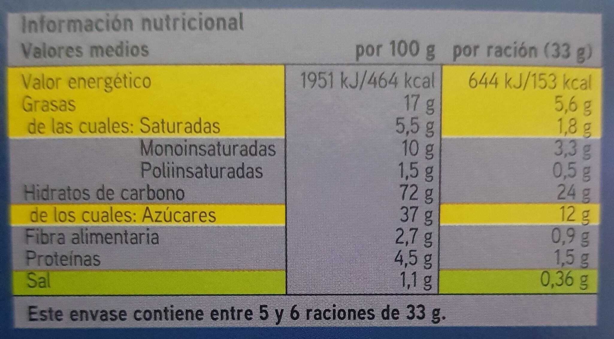 Galletas de cacao rellenas de crema - Información nutricional