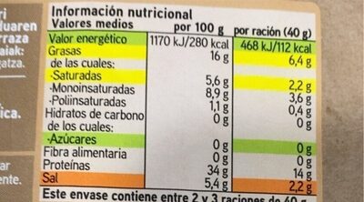 Paleta de cebo de campo iberica - Nutrition facts - es