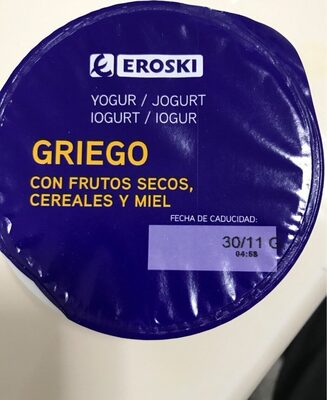 Yogur griego con frutos secos, cereales y miel - Product - es