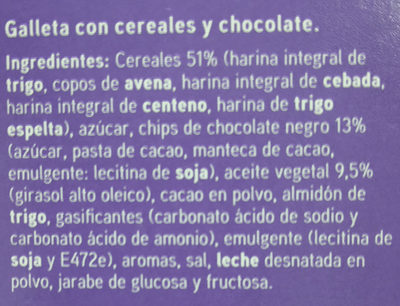 Galletas de desayuno 5 cereales y chocolate - Ingredients - es