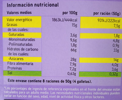 Galletas de desayuno 5 cereales y chocolate - Nutrition facts - es