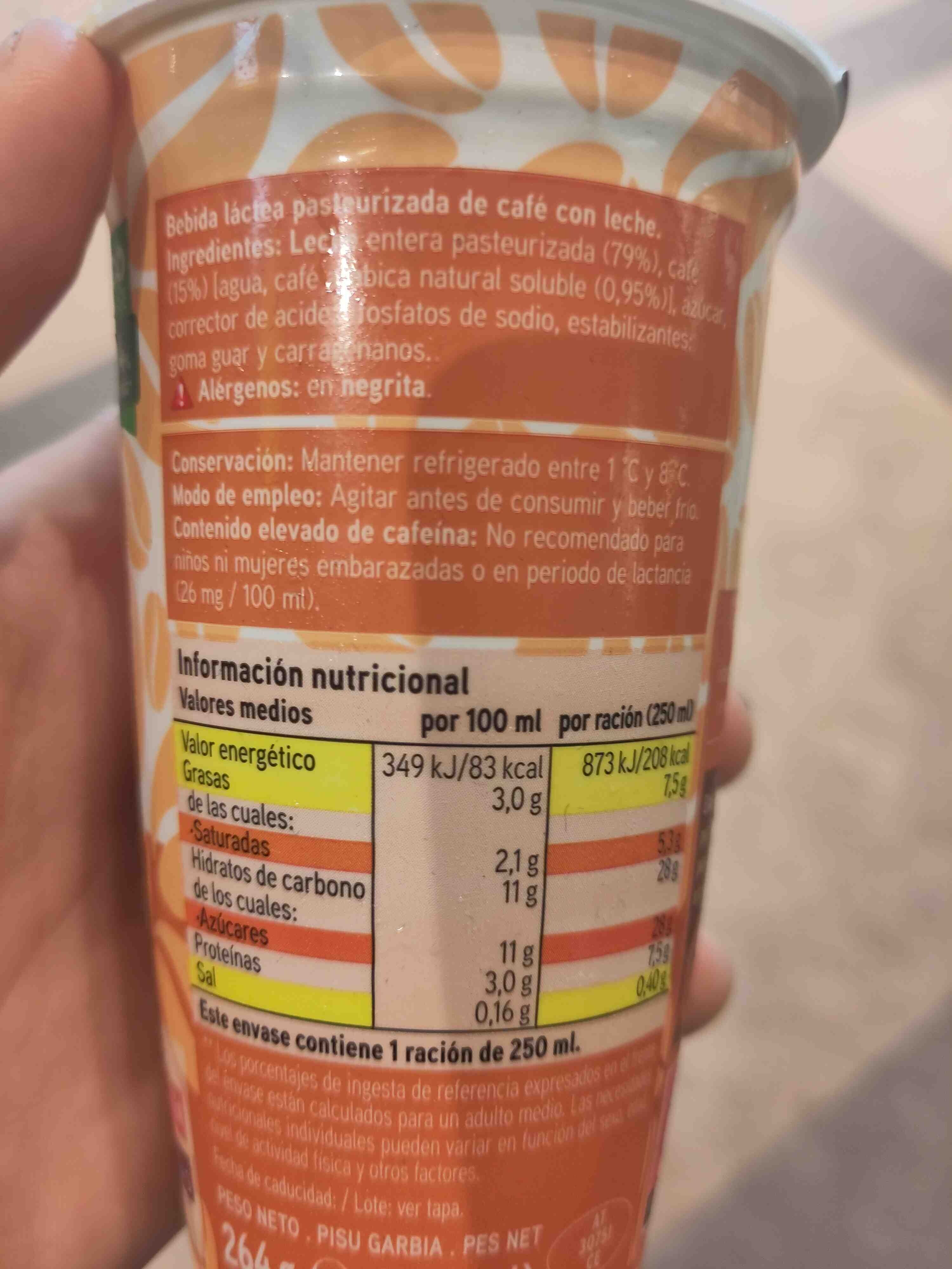 Latte Machiatto 100% Arabica - Ingredientes