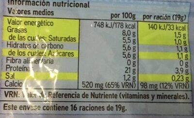 Lonchas de queso light - Informació nutricional - es