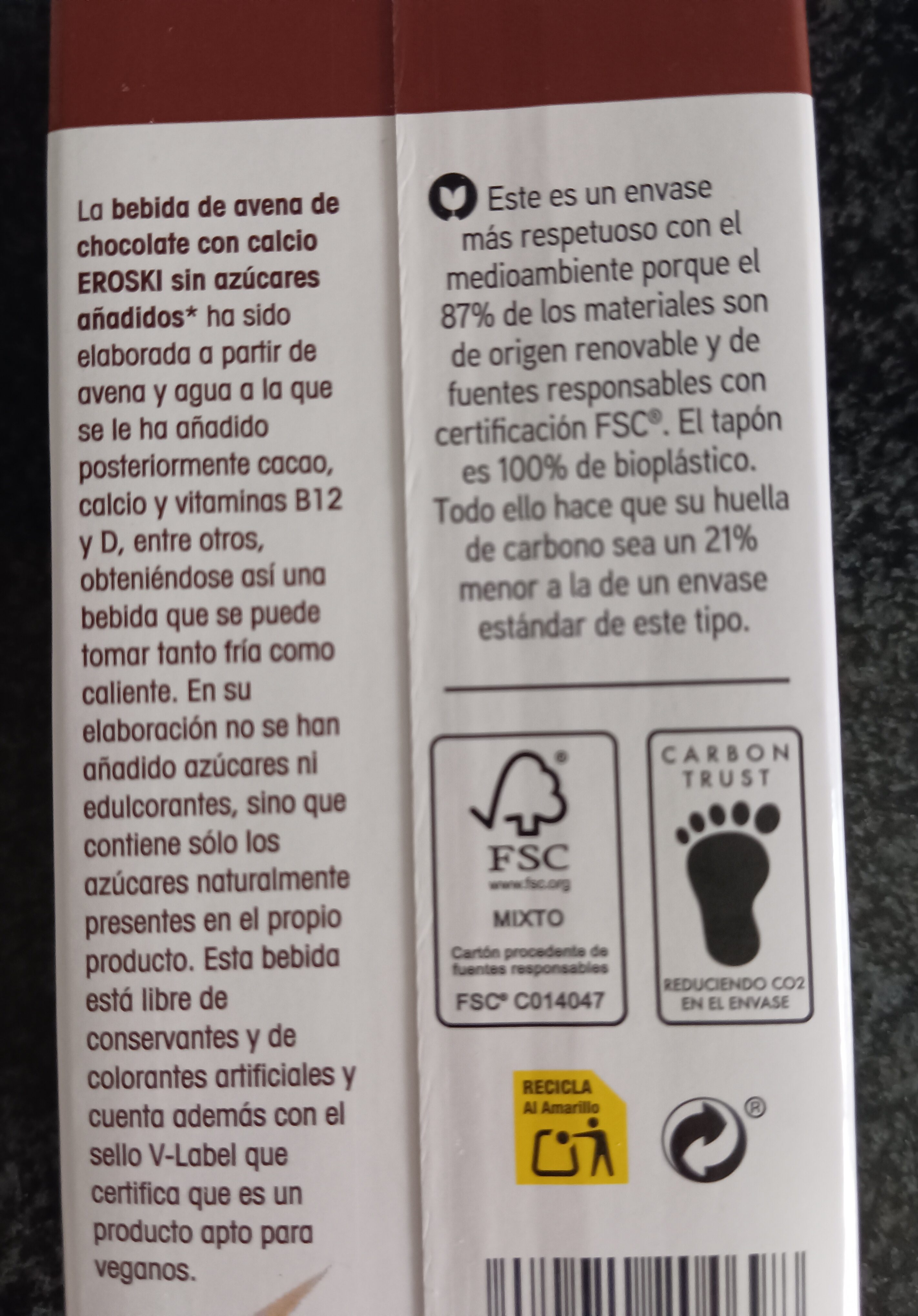 Eroski Avena chocolate - Instrucciones de reciclaje y/o información de embalaje