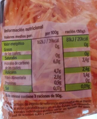 Zanahoria - Informació nutricional