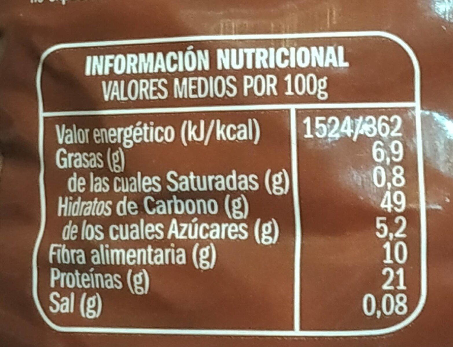 Garbanzo Lechoso EXTRA - Información nutricional