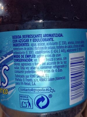 Bebida Deportistas sabor citrico - Ingredientes
