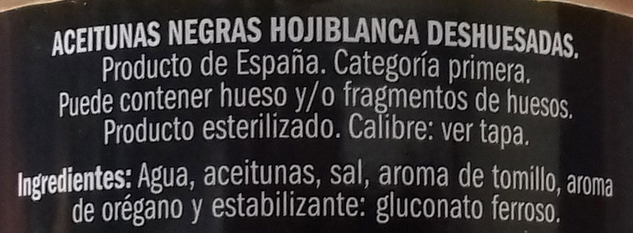Aceituna negra hojiblanca deshuesada - Ingredients - es