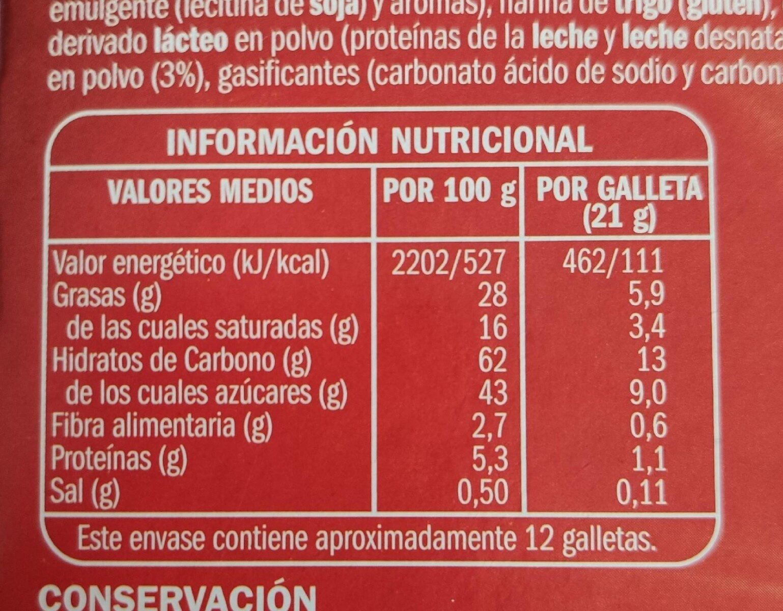 Galletas bañadas de chocolate con leche rellenas de crema - Nutrition facts - es