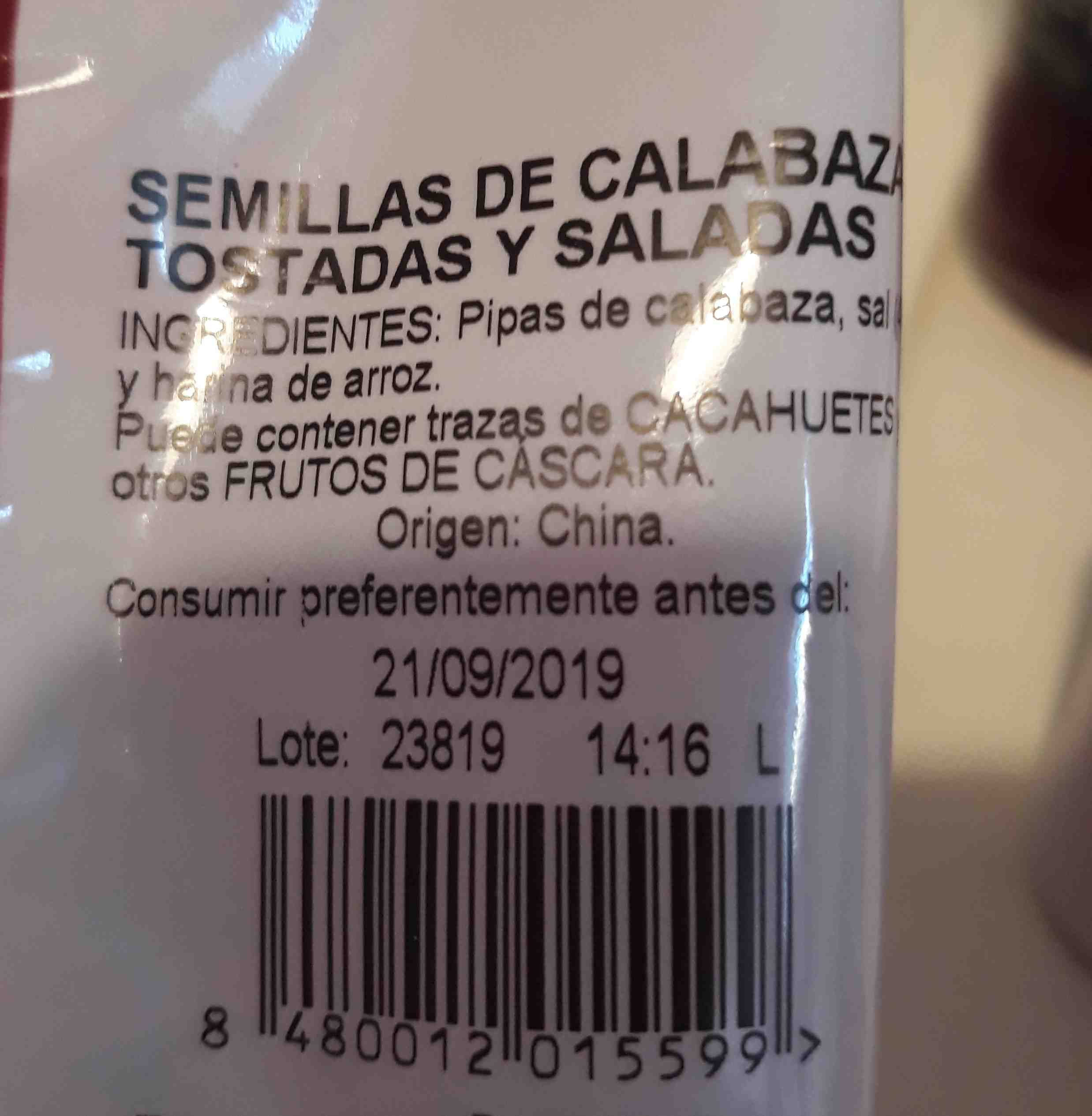 Semillas de calabaza - Ingredients - es