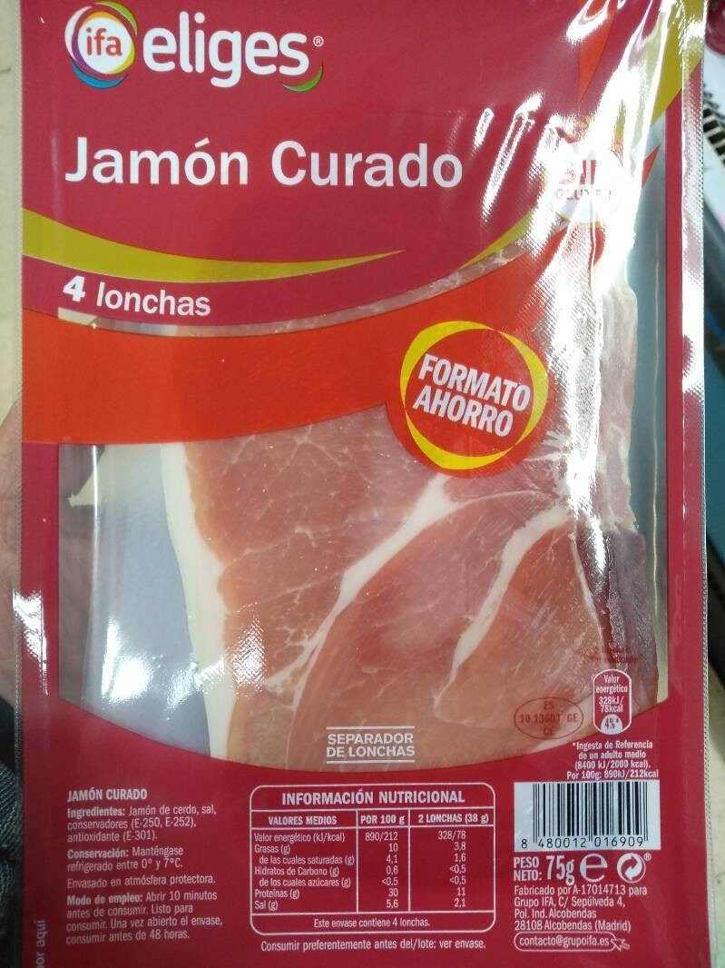 Jamon Curado Lonchas - Product - fr