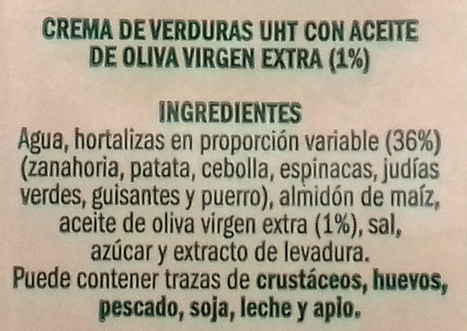 Crema de verduras - Ingredients - es